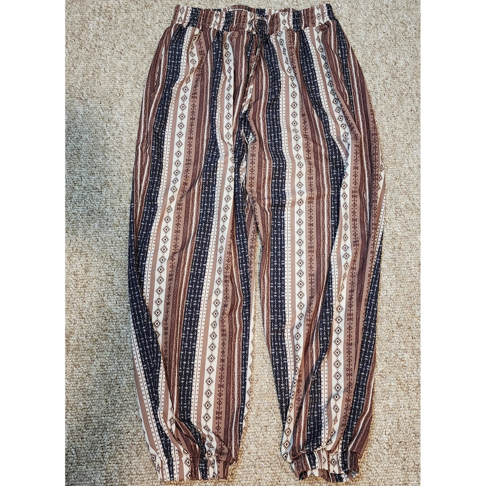 SHEIN Brown and White Striped Joggers